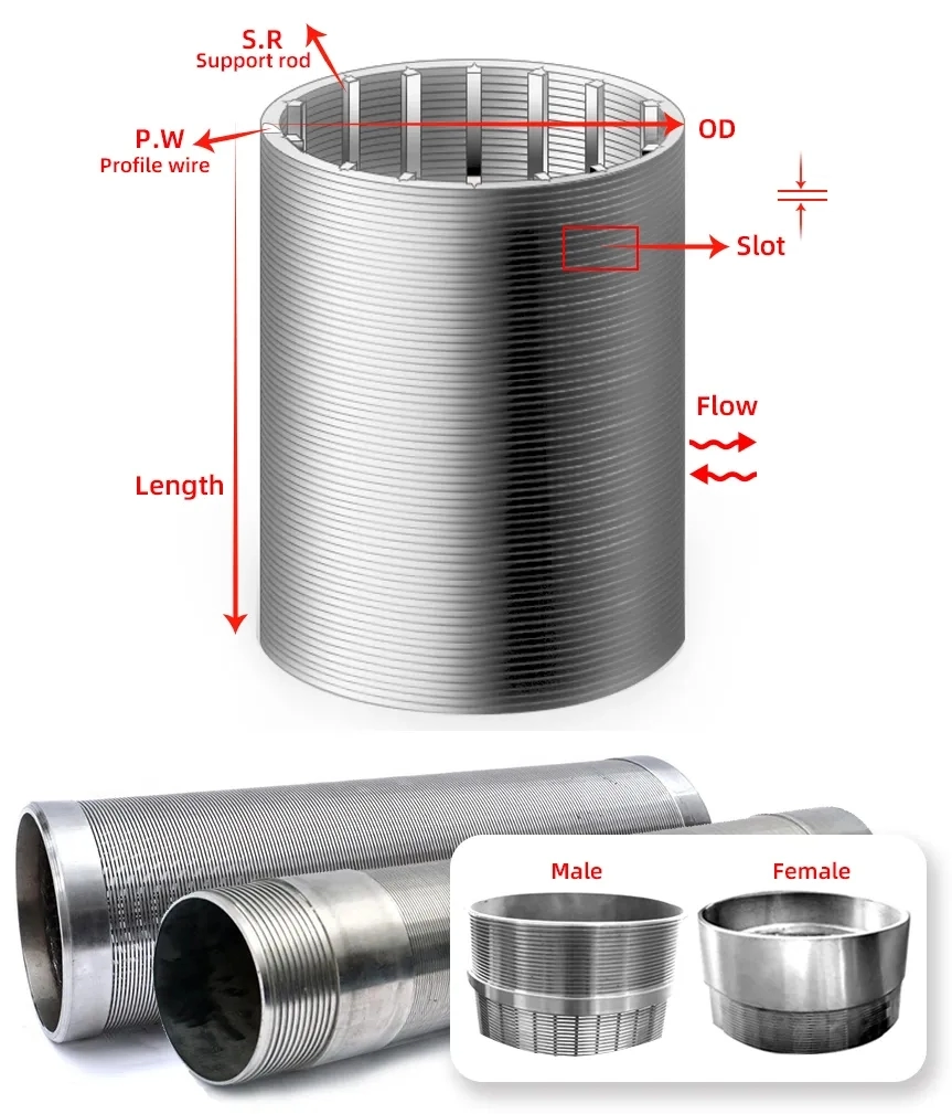 Continuous Slot 8-5/8" Water Well Drilling Wire Wrapped Screens